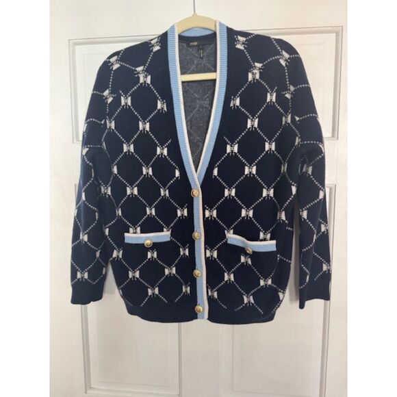 Maje Mybow Jacquard Cardigan, size 1 - Picture 1 of 6